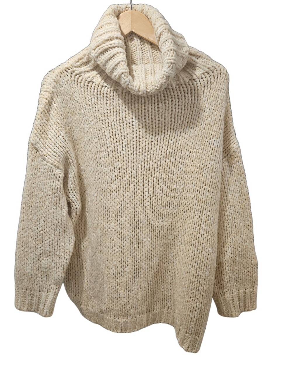 KERISMA Cream Chunky Knit Turtleneck Sweater OS Oversized Slouchy Cozy - Picture 3 of 8
